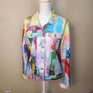 Simply Art By Dolcezza Colorful  Jacket with Artistic Design Large (5556)